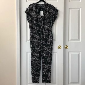 H&M Black Leopard Jumpsuit
